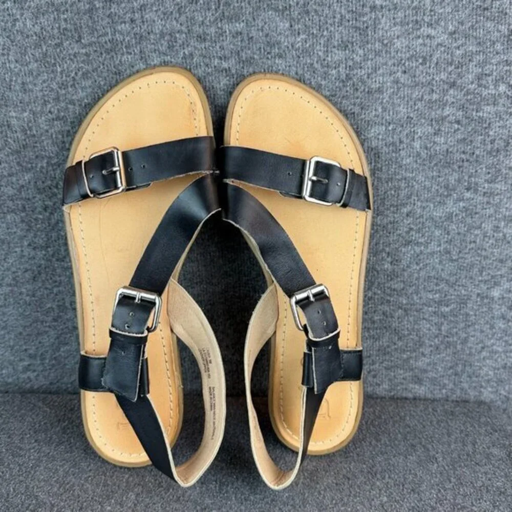 Latigo Leather Cross Strap Adjustable Buckle Sandals 9M‎
